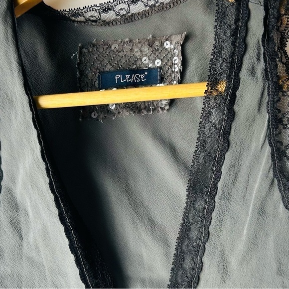 Please 100% silk made in Italy slip on dress with sequins and lace - Picture 8 of 11